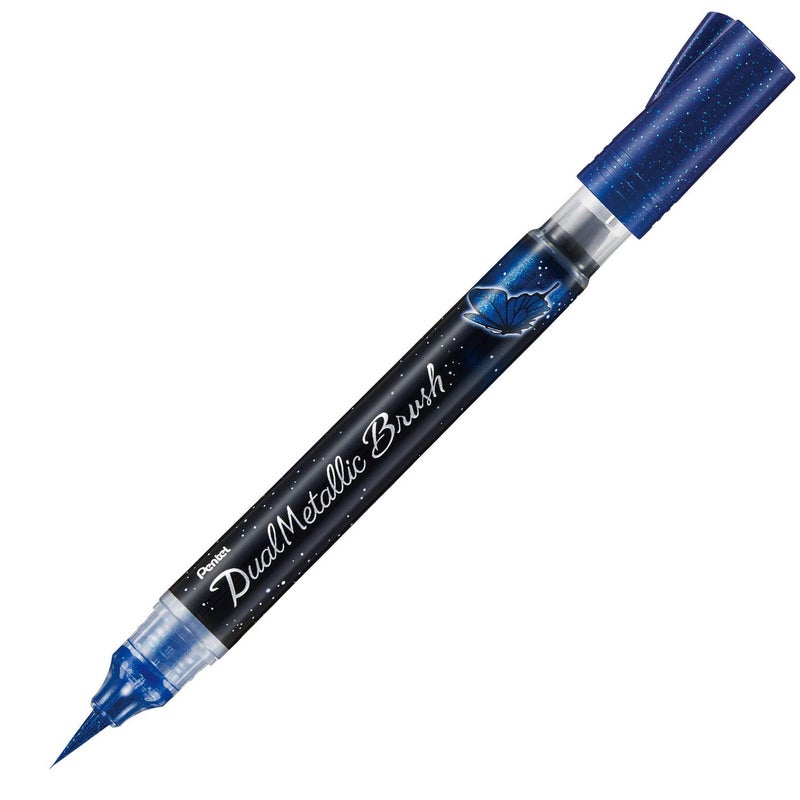 بنتل فرشاة Pentel XGFH-DC مزدوجة معدنية، أزرق + أخضر معدني - Image 1